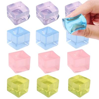 6pcs/10Pcs Mini Kids  Fidget Toy Mini Toys Mochi I Block Stress Ball Toy Kawaii Transparent Cube Stress Relief Squeeze Gift