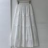 Spring 2026 Korean Style White Moonlight Cotton Midi Skirt