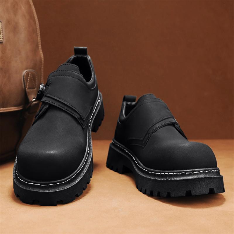 

Четыре сезона Универсальные Повседневные Удобные Толстая подошва Низкий каблук Однотонные Модные Туфли из кожи Кэжуал с круглым носком и прострочкой 44 чёрный