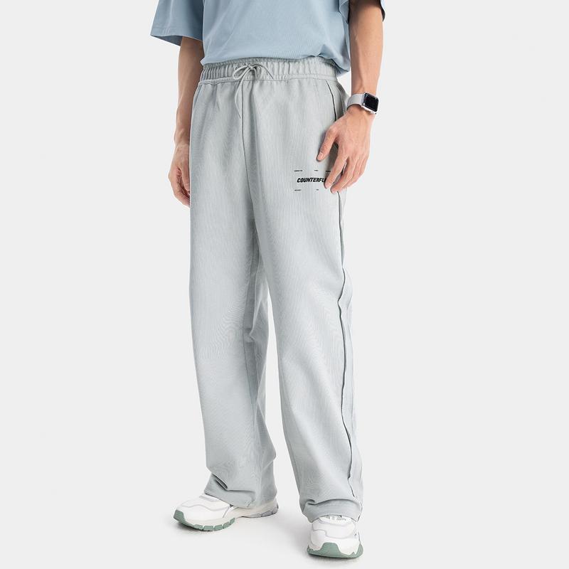 Li Ning CF Suo Versatile Loose Straight Leg Warm Solid Color Knitted Sports Pants Men bottoms Brick-Gray AKLV227-2