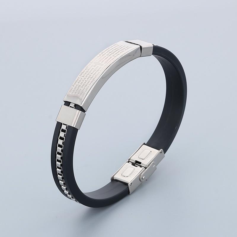 Haoyi Men's Adjustable Silicone Titanium Steel Bracelet in European & American Fashion