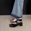 Fashion 2025 New Summer Square Toe Slip On Women Slippers Ladies Elegant Outdoor Street Style Thick Heel Slides