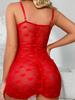 1 Set Mesh Frill Trim Underwire Slips & Thong Print Ruffle Slip Dress Lettuce Trim Ruched Babydoll Women's Sexy Lingerie & Underwear