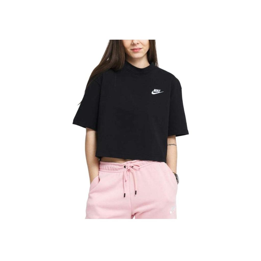 Nike Womens Contrast Color Logo Print Solid Short Sleeve Sports T-Shirt Women Tops Black CJ3758-011