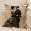 Retro Literature Art Cushion Cover Silky Short Plush Invisible Zipper Dustproof Sofa Pillow Case For Home Decor