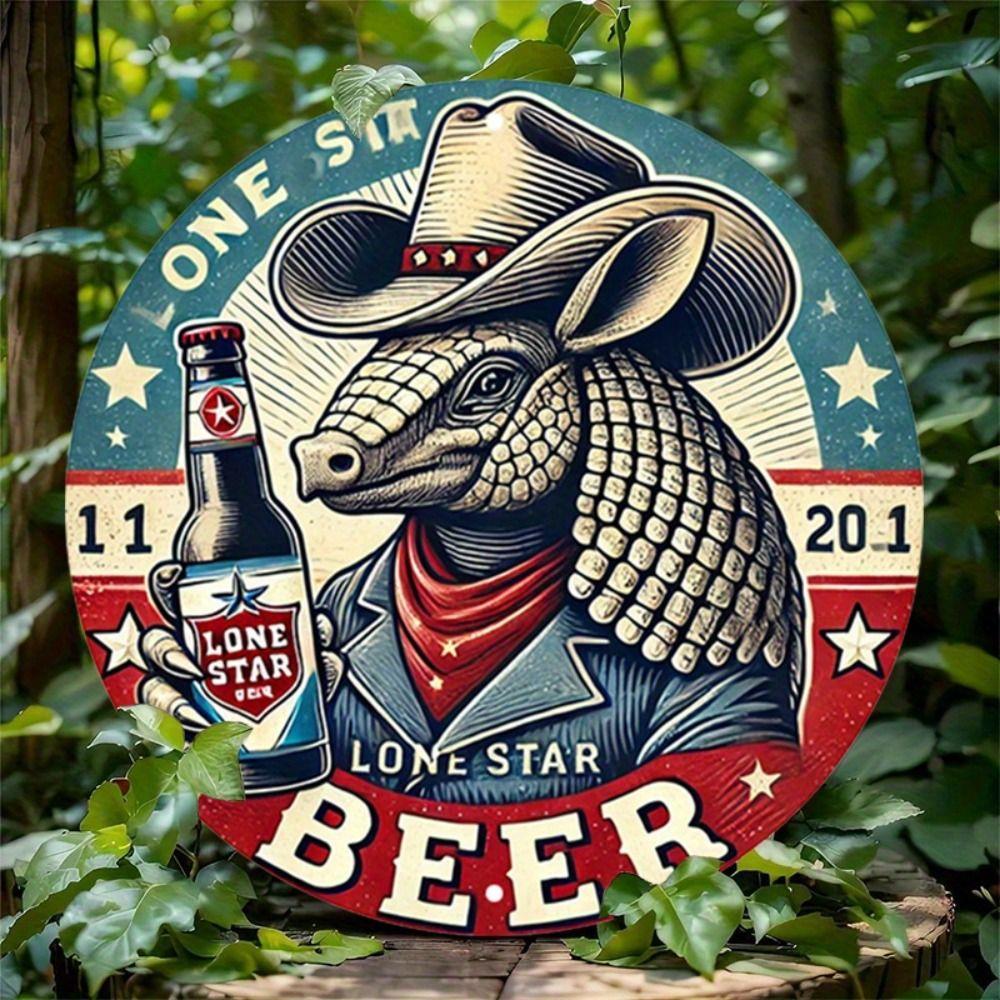 Round Metal Tin Sign Beer Culture Wall Art Bar Decor 20x20cm