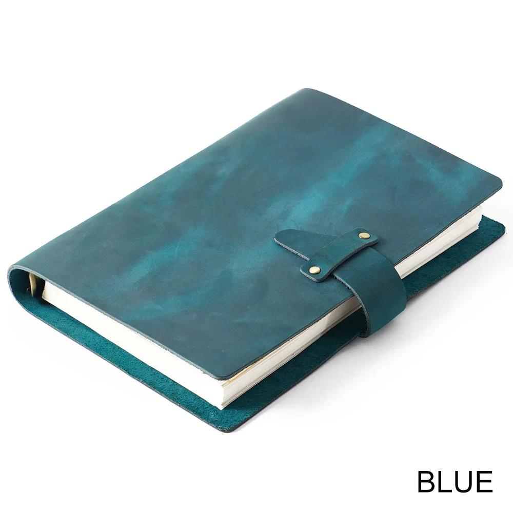 Vintage Design High Quality Natural Leather Rings Notebook A5 Size Diary Brass Binder Sketchbook Agenda Planner Stationery
