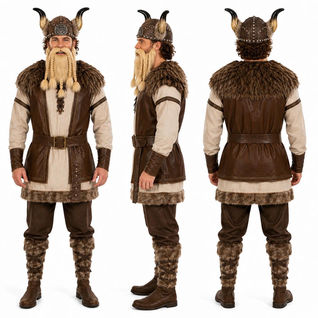 2026European and American Halloween traditions COS Primitive Viking costumes for Halloween, medieval retro style
