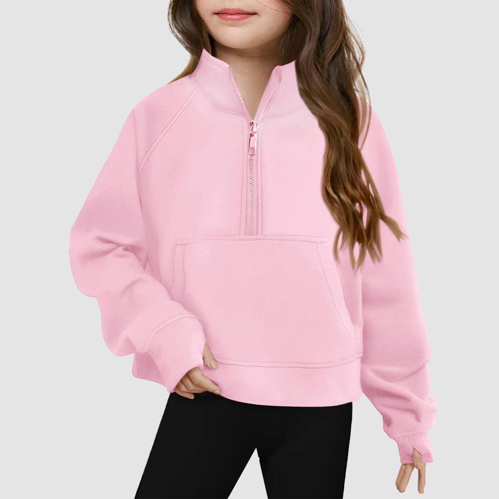 Children's Fashionable Sports Stand-up Collar Half-Zip Sweatshirt Long Sleeve Loose-fitting Top
