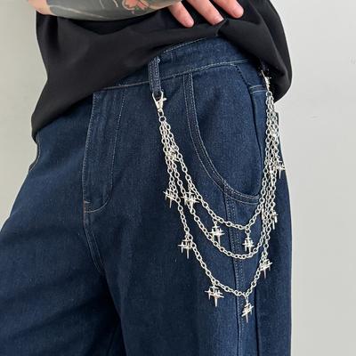 Fashion Trend Shining Star Jeans Chain, Hip Hop Metal Multi-Layer Chain Waist Chain Pendant
