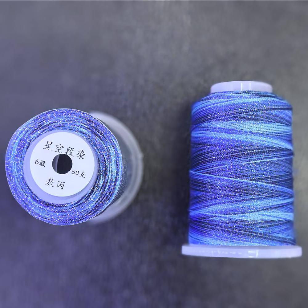 Starry Sky Gradient Yarn: 6-Strand Purple Illusion Tassel for DIY Bracelet & Handmade Weaving Accessories.