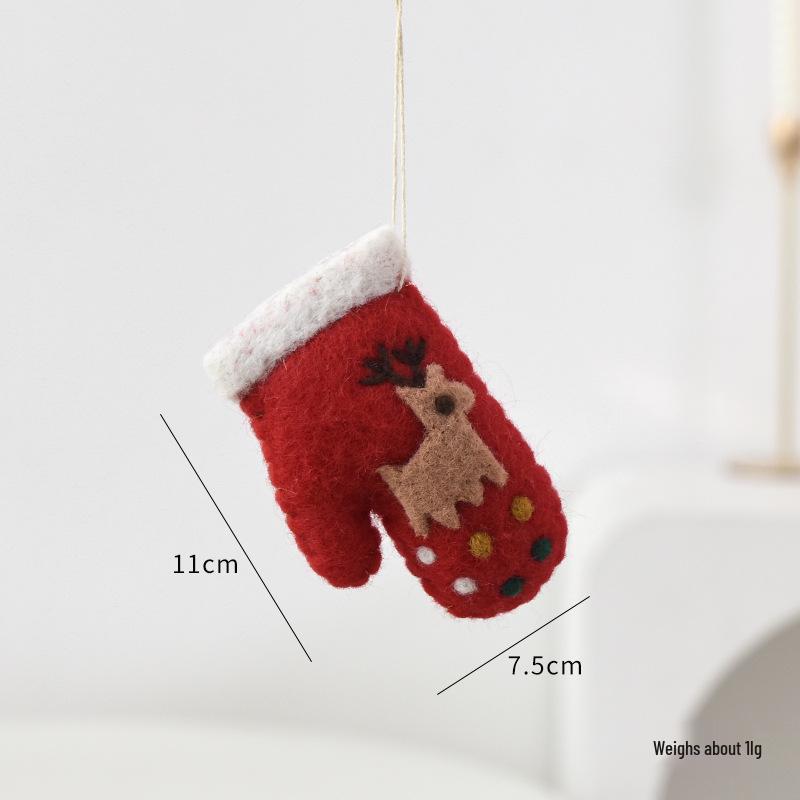 Handmade Christmas Felt Glove Ornaments - Santa, Snowman, Tree Pendants