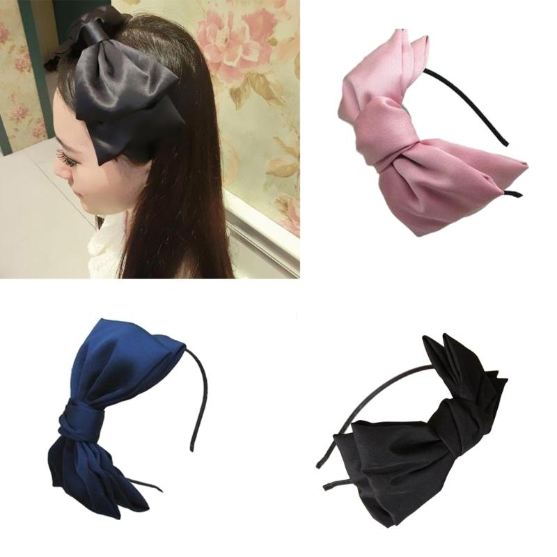 Fashion Large Bowknot Headband for Adult Dinner Party Headhoop French Style White Hair Cover Bow Hairband Hair Accessory