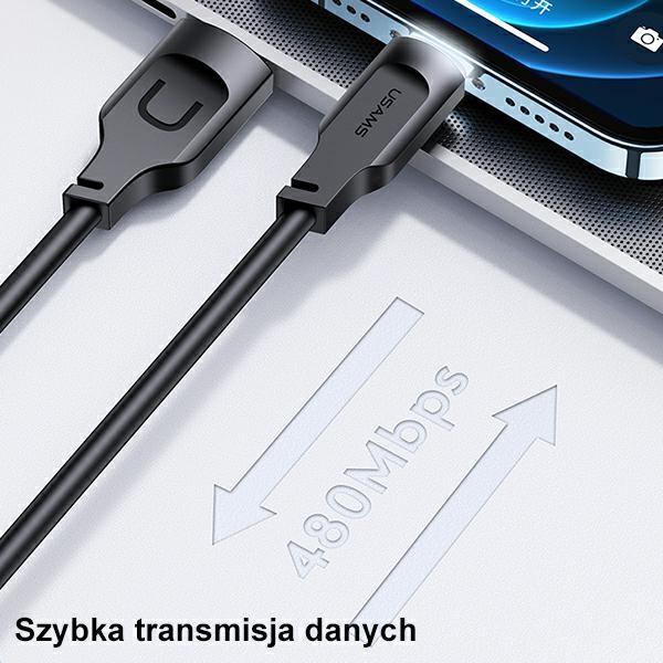 Usams Kabel Lightning  2,4A 1,2Mfast Charging Lithe Series  Czarny/Black Sj565Usb01(Us-Sj565)