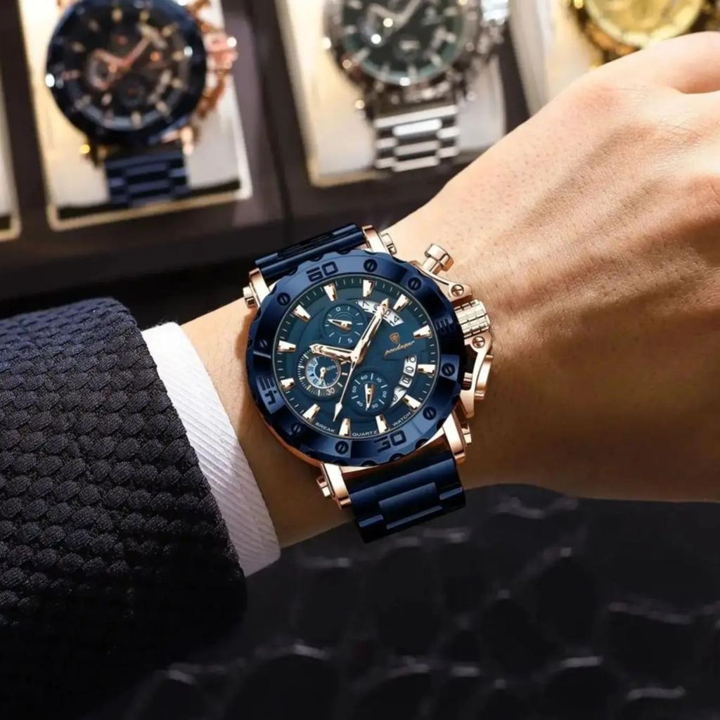 Stainless Steel Watch for Men with Large Dial Quartz Men Watches Fashionable Luxury Business Watches for Men Watches