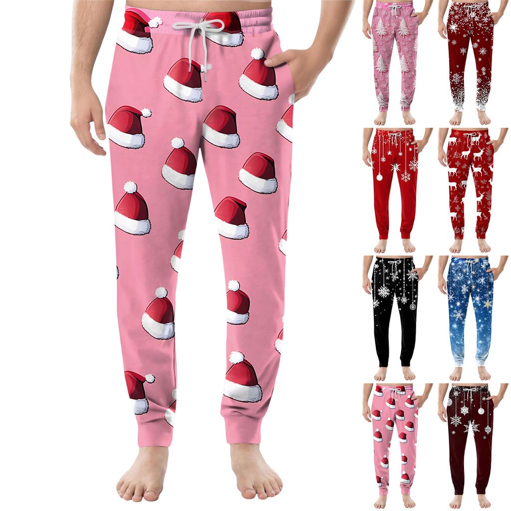 Men's Drawstring Pocket Cuffed Casual Pants Home Sleep Pants