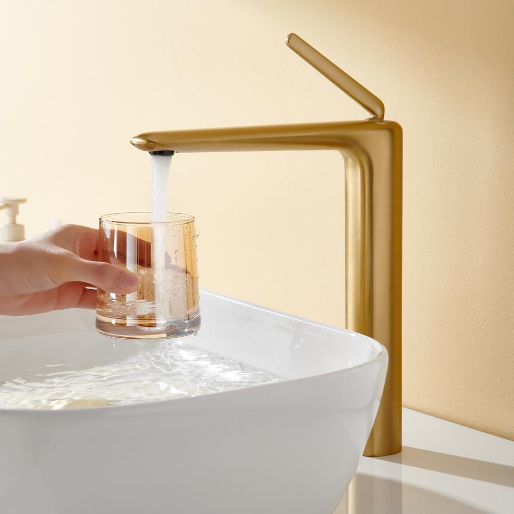 Brushed Rose Gold Bathroom Faucet Brushed Gold Basin Faucet Hot Cold Sink Faucet Brass Lavotory Faucet Swivel Sink Water Crane