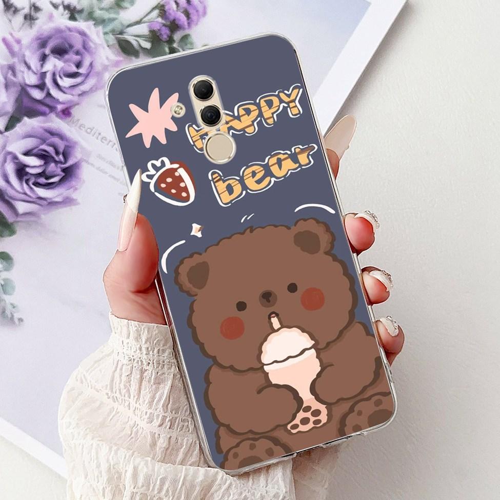 Clear For Huawei Mate 20Lite SNE-LX3 INE-LX2 Back Cover For Huawei Mate 20 Lite Case Cute Cartoon Cat Luxury Flowers Funny Funda