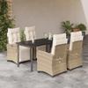 VidaXL Garden Dining Set with Cushions 5 Pcs, Table and Chairs with Adjustable Backrest, Outdoor Furniture 3213012