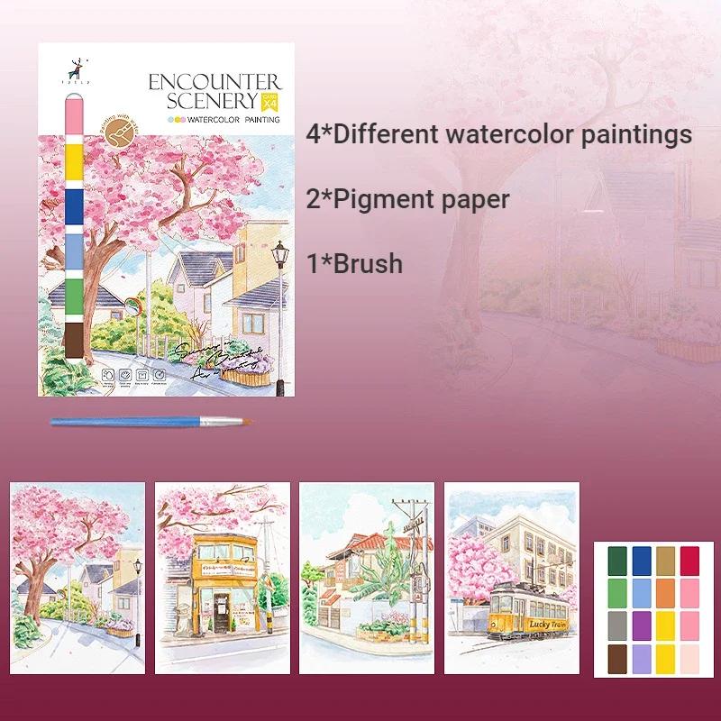 Portable Kids Watercolor Painting Book Gouache Graffiti Coloring Books Drawing Paper Educational Toys for Children Xmas Gifts