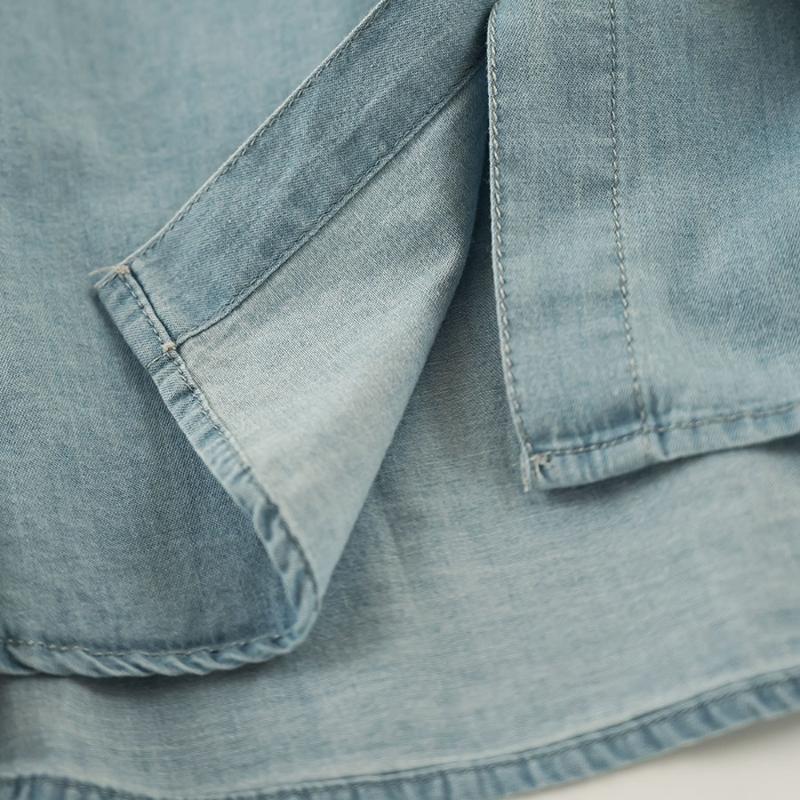 Haftowana koszula z długim rękawem z spranego dżinsu, damska, wiosenna i jesienna, uroczy jednorzędowy kardigan z dżinsu