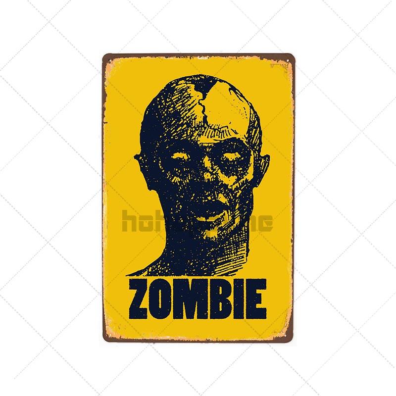 Danger Zombies Zone Retro Sign Metal Plaque Vintage Bar Pub Wall Decorative Plates Funny Poster Home Decor 20x30 CM