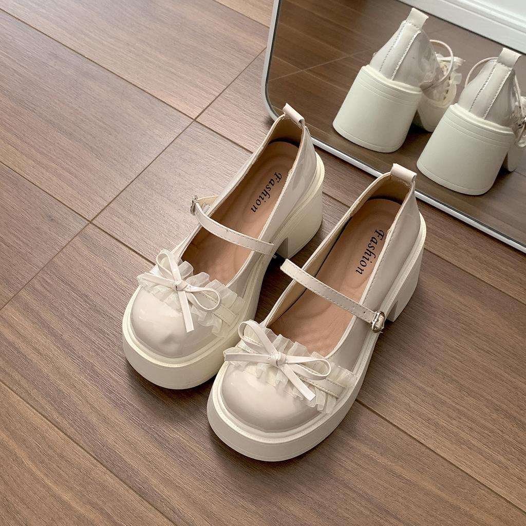 Retro Black British Style Thick High-heeled Small Leather Shoes Women's 2025 New Summer Skirt High-end Mary Jane Shoes