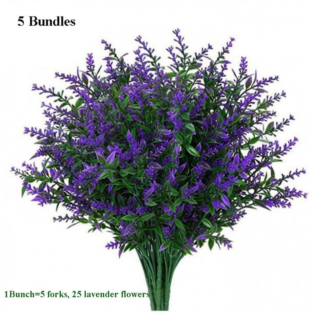 

5 Bundles 5 Heads Artificial Lavender Flowers 36cm 7 Colors Outdoors Garden Lavender Flowers Fake Flowers Home Room Table Decor фиолетовый