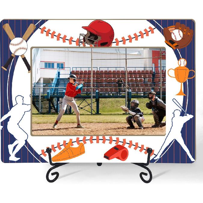 Baptism Picture Frame for Boy, Newborn Baby Photo Frame (4x6 Horizontal) - S13 Baseball