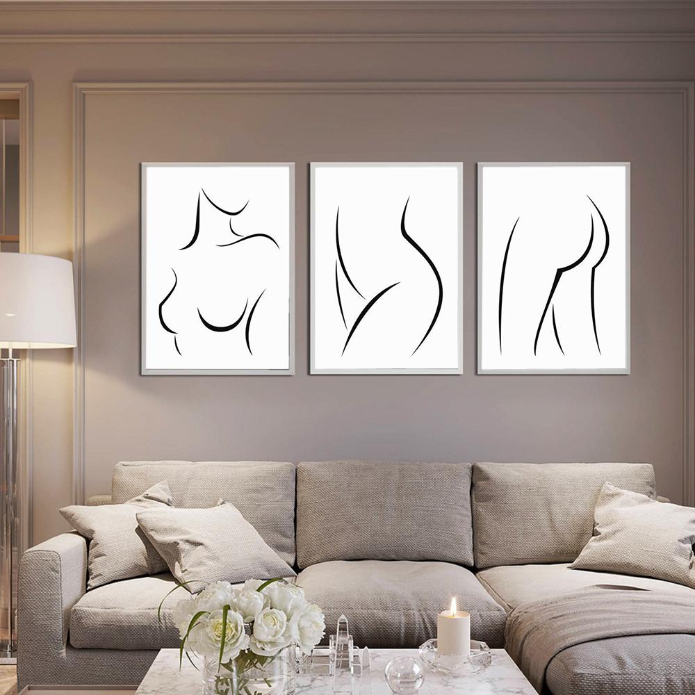 Abstrakte Leinwand Malerei Linie Nackte Frau Wand Kunst Poster Nordic Poster Und Drucke Minimalistischen Wand Bilder Schlafzimmer Dekoration