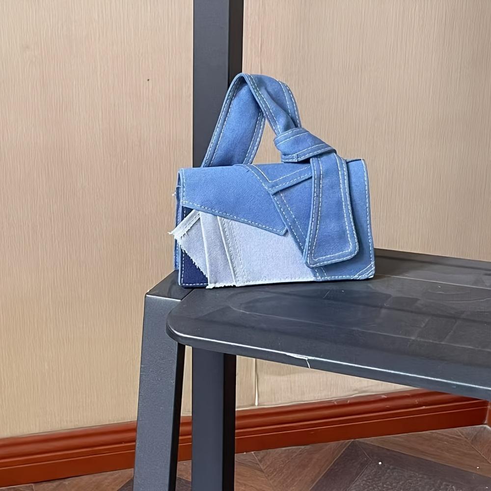 Women'S Vintage Patchwork Mini Handbag Distressed Washed Color Durable Polyester Large Capacity for Travel, Shopping & Casual