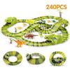 Dinosaur Race Track Set Rail Car Toys Assembly Bend Flex Racing Track Led Electronic Flash Light Car Toys for Children