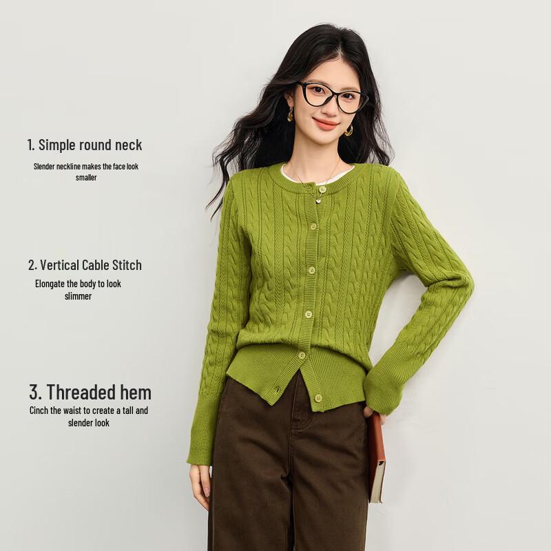 Sllsky Women's Cardigan Cable Knit Sweater