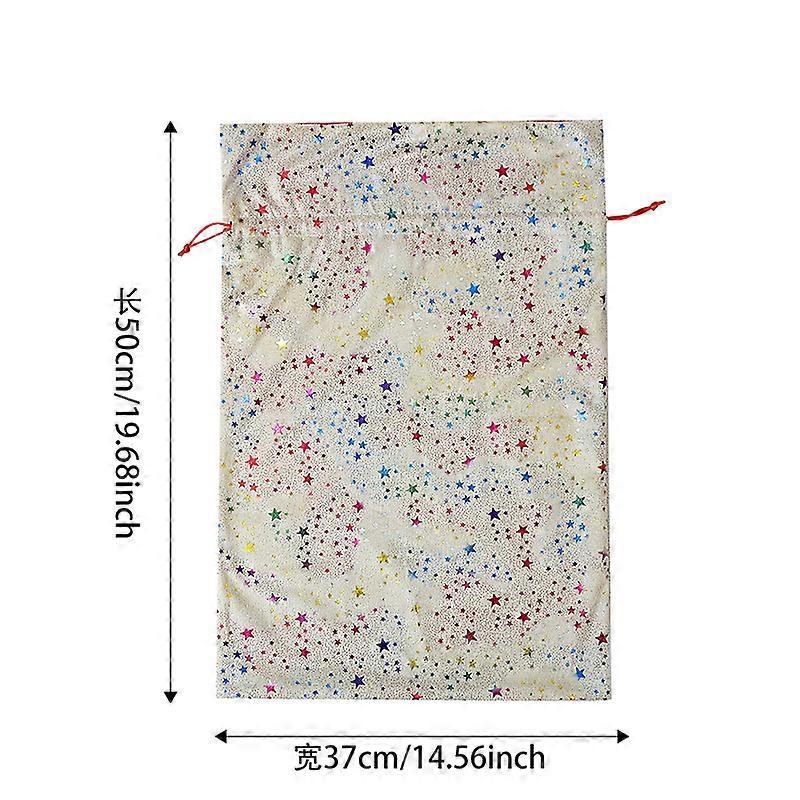New Christmas gift bag gold-stamped five-pointed star children's gift bag Dutch velvet colorful drawstring gift bag colorful stars (gray)