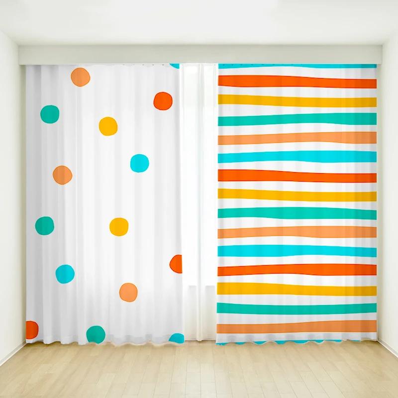 Bedroom Curtain Cartoon Green Simple Creative Flower Art Girl Children's Room Study Bay Window Curtain High Shading 2 Pcs New