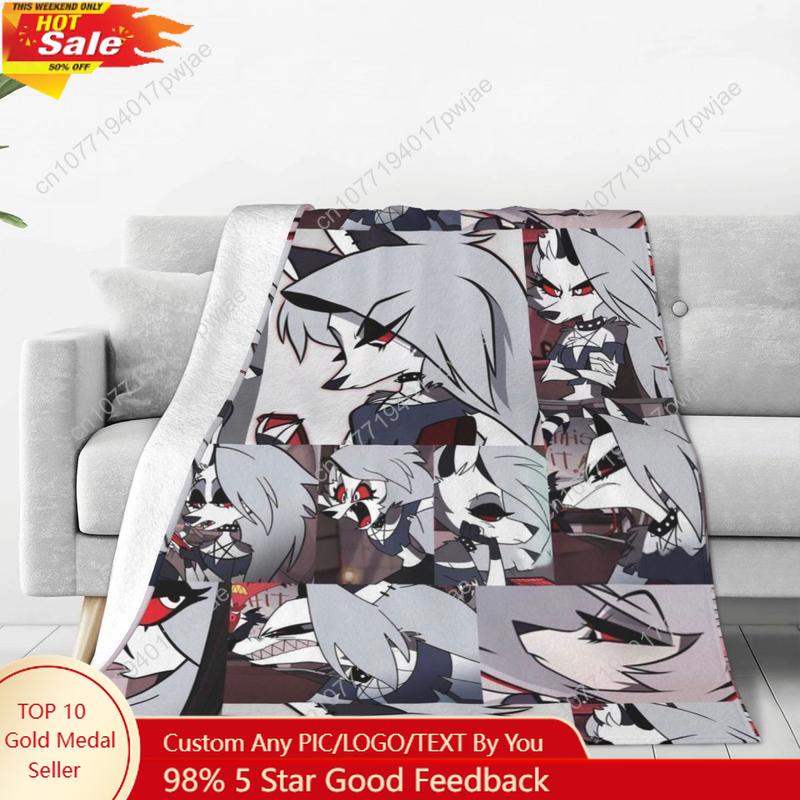 Loona Collage Wool Blanket Helluva Anime Customized Throw Blanket for Bed Sofa Couch Plush Thin Quilt Custom blankets 75X95CM