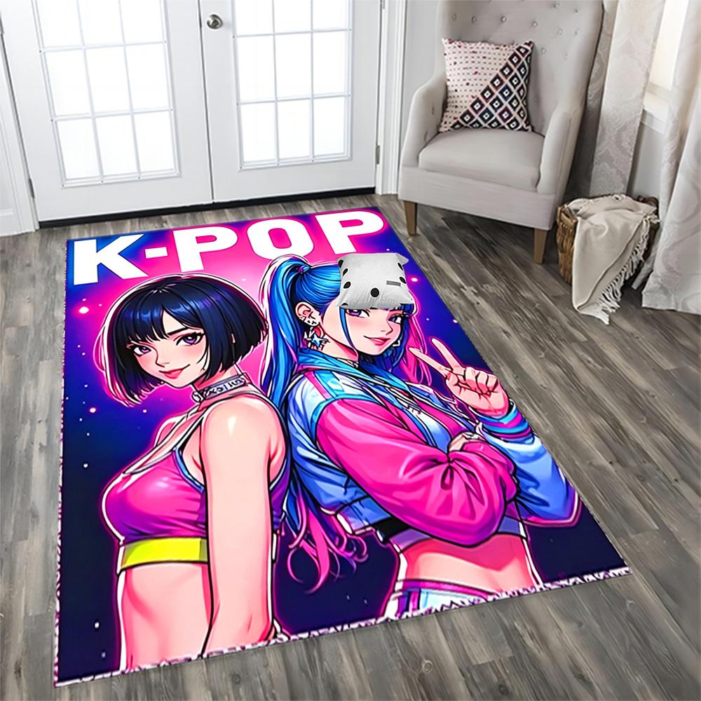 Magische Meisjes in Neonlichten vloerkleed voor woonkamers, slaapkamers, huisdecoratie en als cadeau.