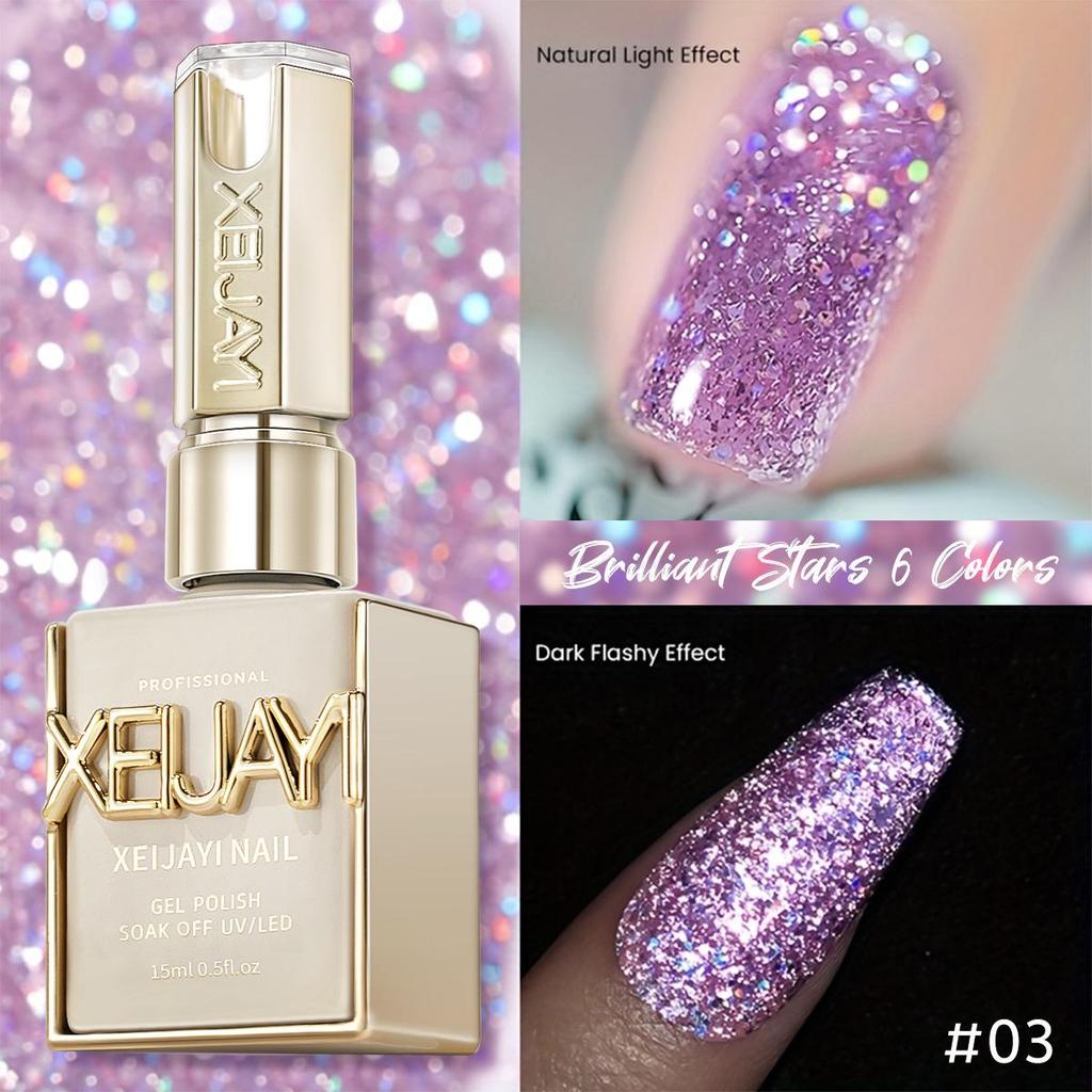 2025 Sparkling Stars Gel Nail Polish: Trendy, Super Shiny, Glittery, Internet-Popular Style for Nail Salons