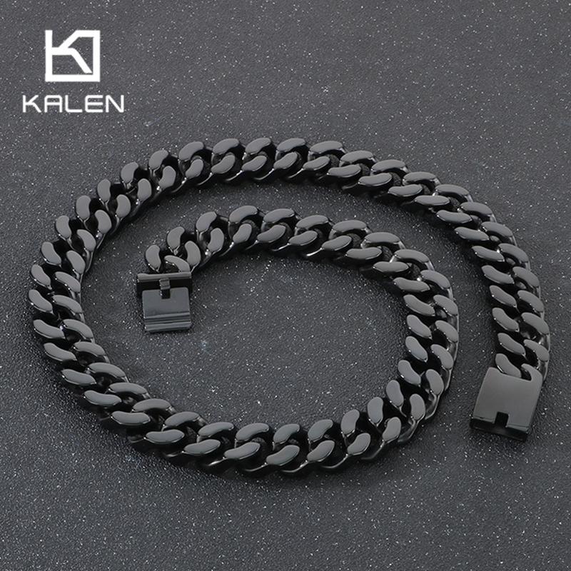 20MM Kalen Bright Cut Cuban Chain Chunky Necklace for Men 316L Stainless Steel Jewelry Trendy Rock Party Accessories Gold Color Gift