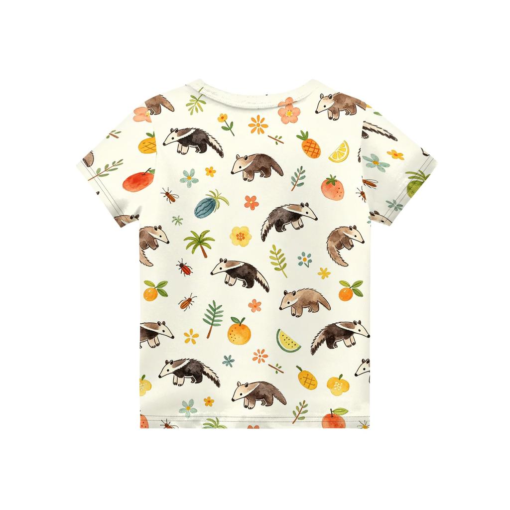 Kids Animal Print Crew Neck Short Sleeve Casual Loose Fit T Shirt Top Soft Comfortable Fabric Suitable for Everyday Wear