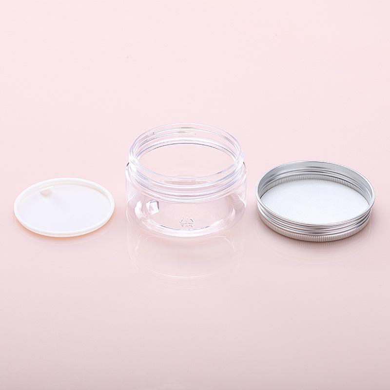 68-Tooth Transparent Wide-Mouth Cream Jar with Black PP Lid and Inner Cover
