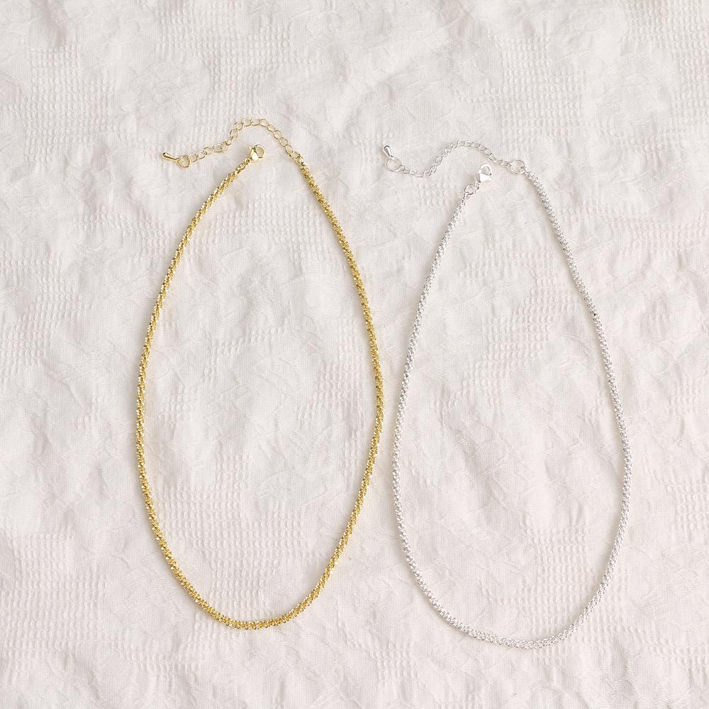Shiny Metal Simple Silver Color Necklace Women Elegant Exquisite Jewelry Gift