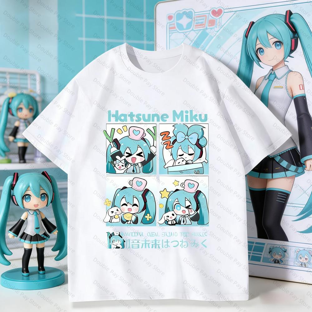 

Cute Hatsune Miku 4Panel Cartoon TShirt Anime Kawaii Graphic Casual Tops Streetwear Kids Tshirt Unisexs Shirts Women Tshirts S разноцветный