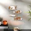 4 Pcs Wooden Fish Wall Decor Nautical Coastal Theme Fish Wall Sculpture Vintage Lake House Ocean Ornaments for Bedroom Bathroom Living Room