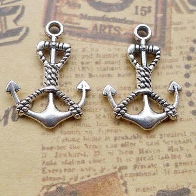 Antike Silberlegierung Bootshaken Schmuckteile, 17x24mm, 200 Stück, je 1,5g