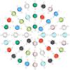 UNICRAFTALE 48pcs 8 Colors Flat Round Rhinestone Connector Charms Stainless Steel Crystal Birthstone Link Charms Glass Colorful Pendants with Loop
