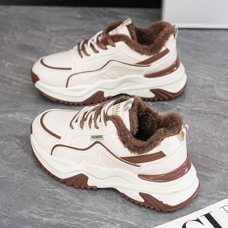 Women's Dad Shoes Plush Insulation Comfortable Sports Shoes Womens Winter Wear-resistant Non Slip Casual Shoes Height Increasing