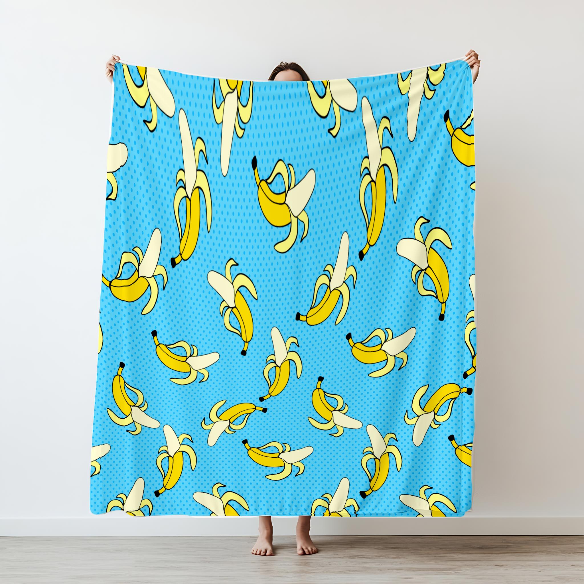 

Cartoon cute yellow banana print Blanket For Gift Picnic Travel Bed Throw Blanket Applicable All Season Blankets 75x90cm