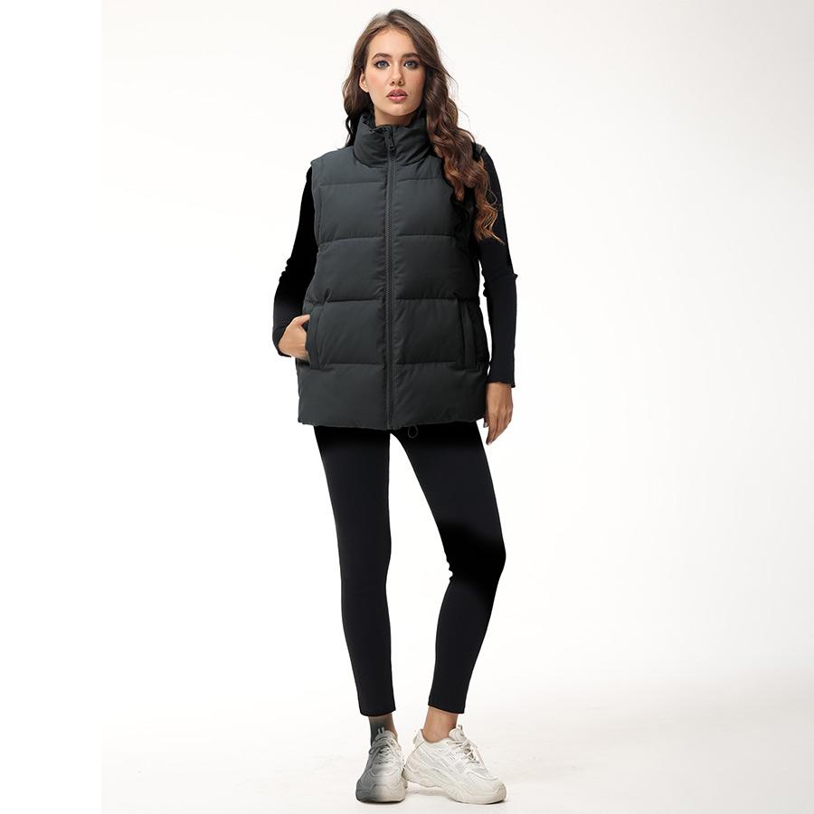 Women's Oversized Puffer Vest Stand Collar Zip Up Warm Sleeveless Coat For Spring Fall AJM-00001