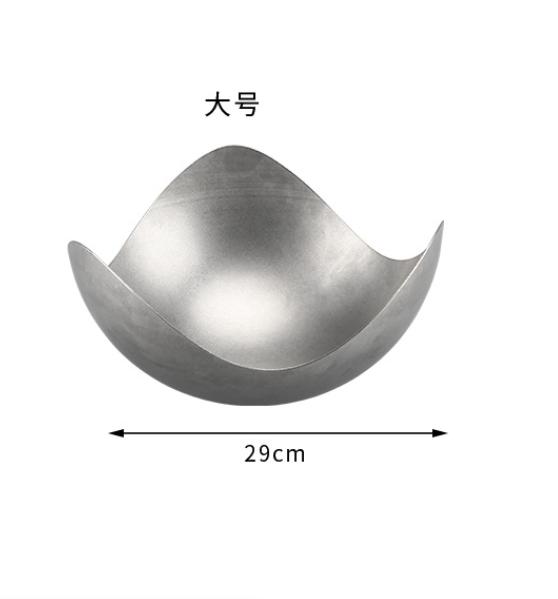 Vintage Silver Stainless Steel Fruit Tray, Salad Bowl, Tableware, Snack Storage Tray, Coffee Shop Decoration Service Tray